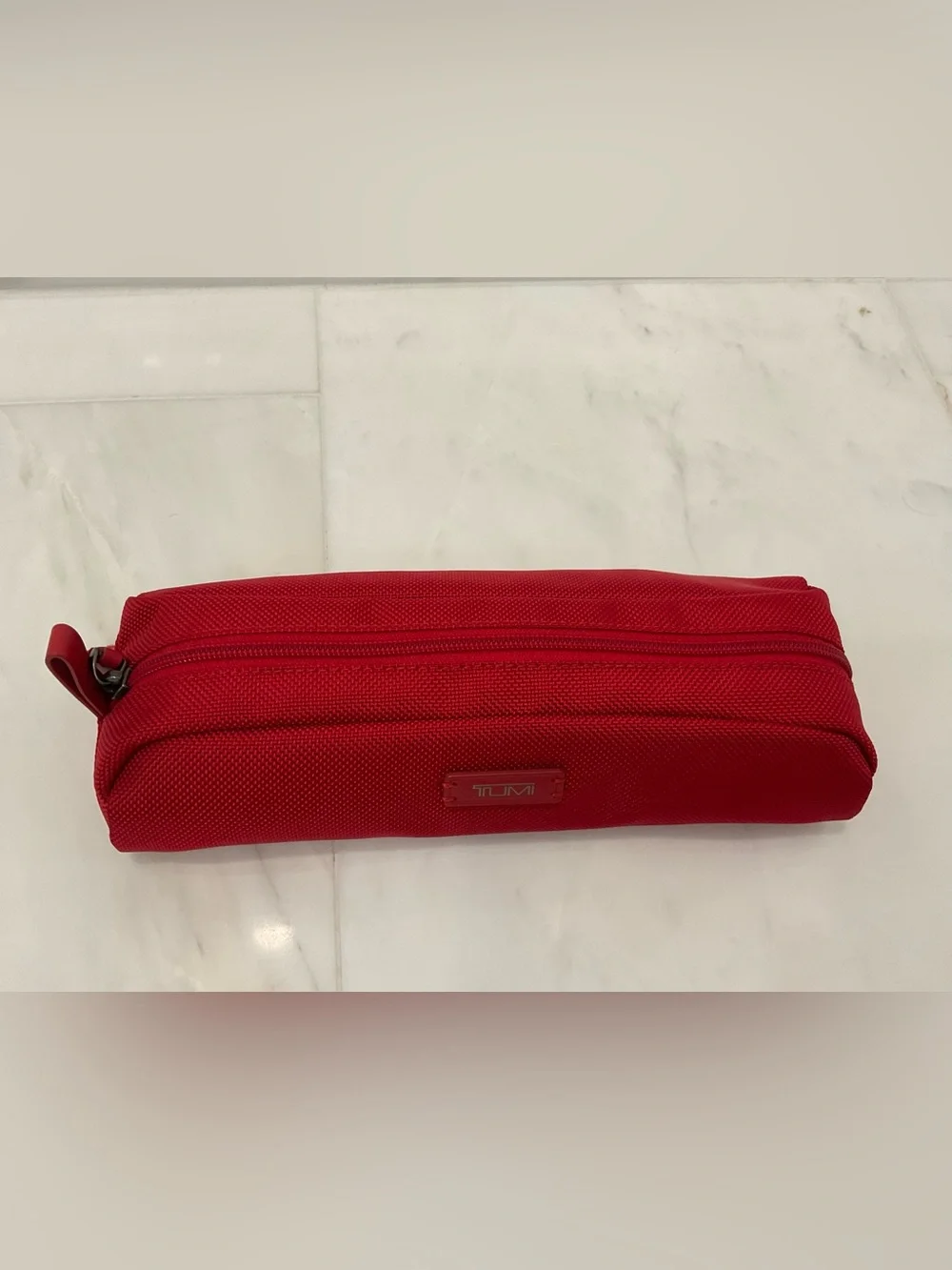 NEW - TUMI Zippered Ballistic Nylon Pencil Case - Cord Pouch - CHERRY RED